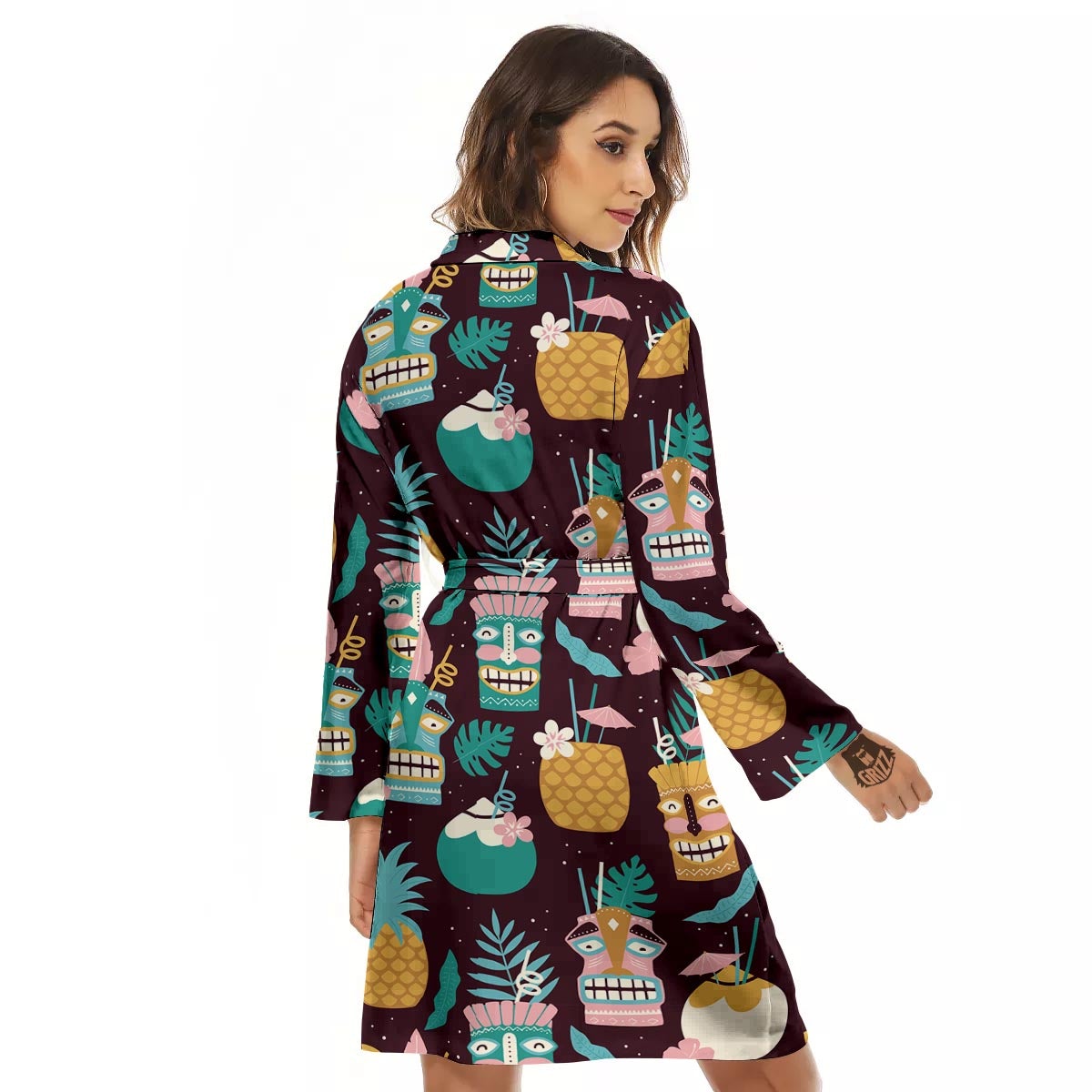 Luau Tiki Print Pattern Women's Robe-grizzshop