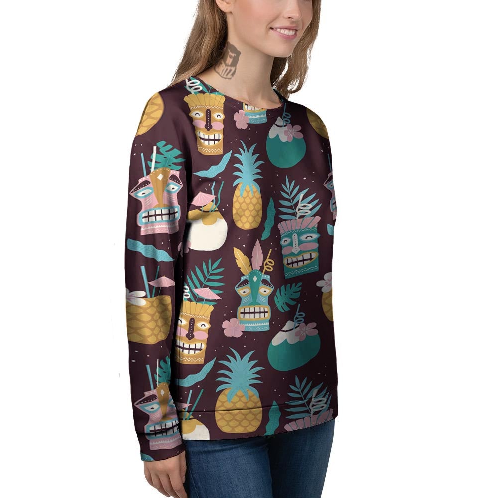 Luau Tiki Print Pattern Women's Sweatshirt-grizzshop