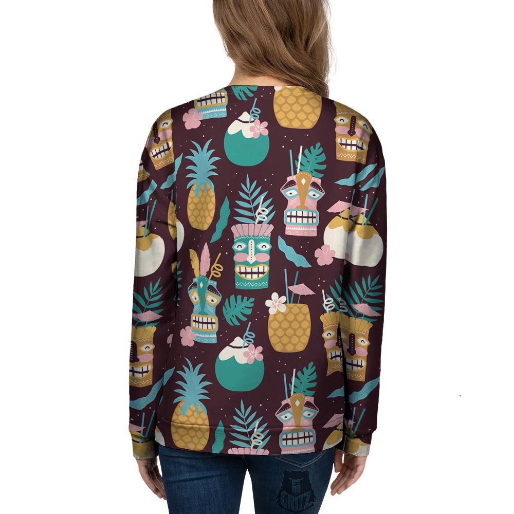 Luau Tiki Print Pattern Women's Sweatshirt-grizzshop