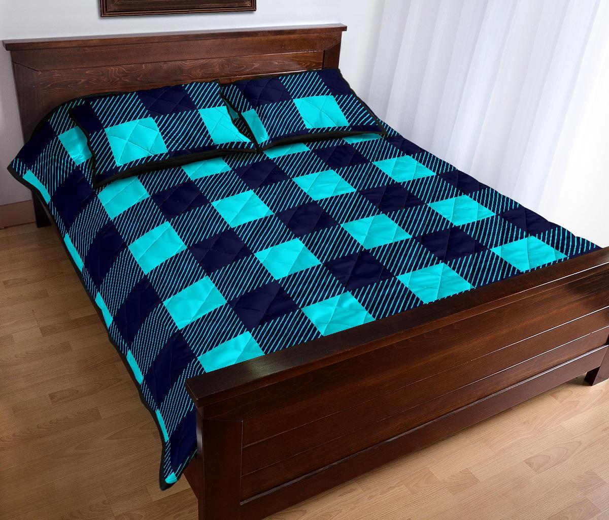 Lumberjack Blue Pattern Print Bed Set Quilt-grizzshop