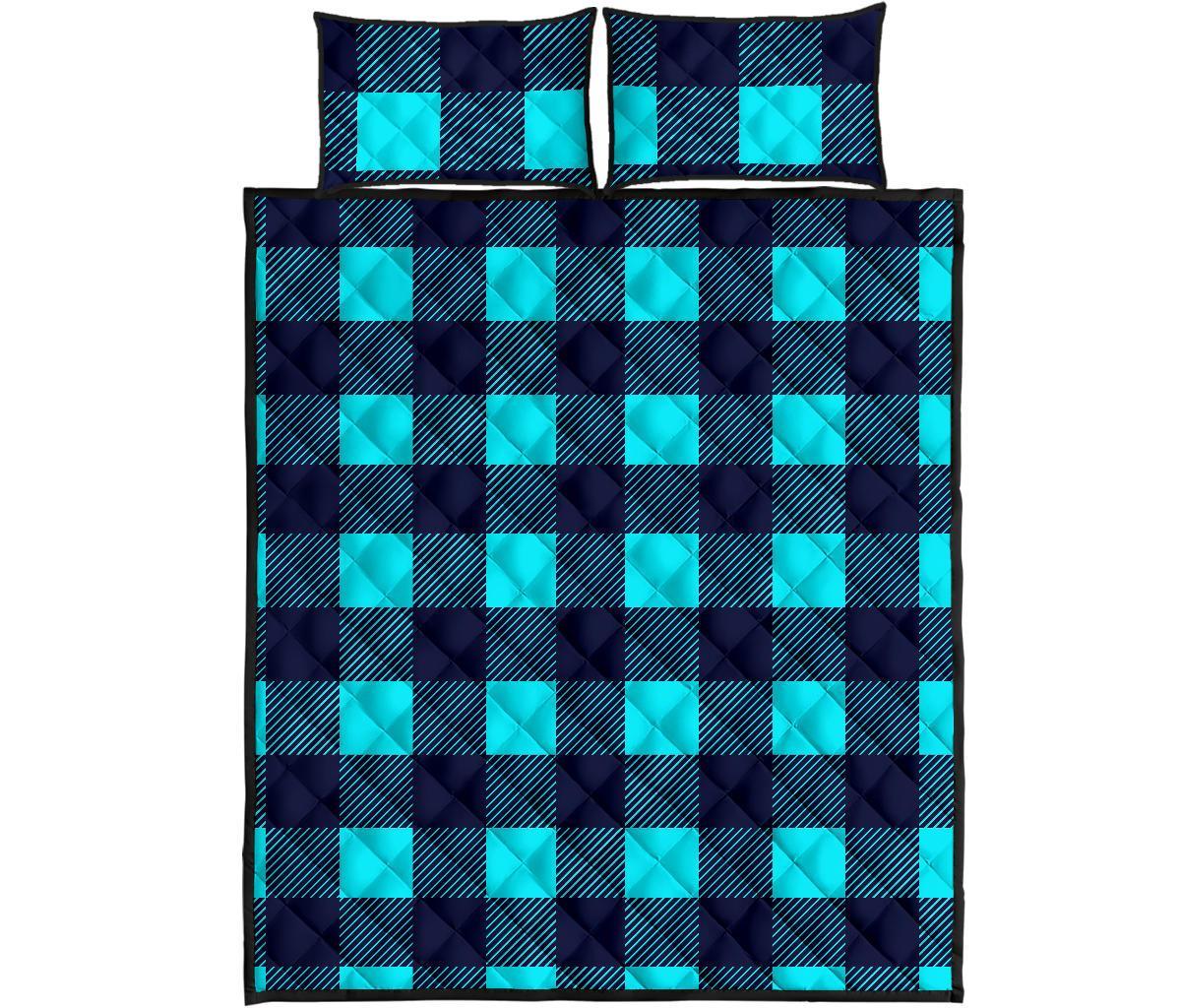 Lumberjack Blue Pattern Print Bed Set Quilt-grizzshop