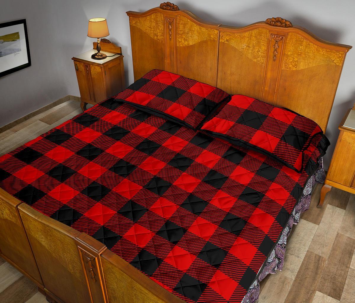 Lumberjack Red Pattern Print Bed Set Quilt-grizzshop