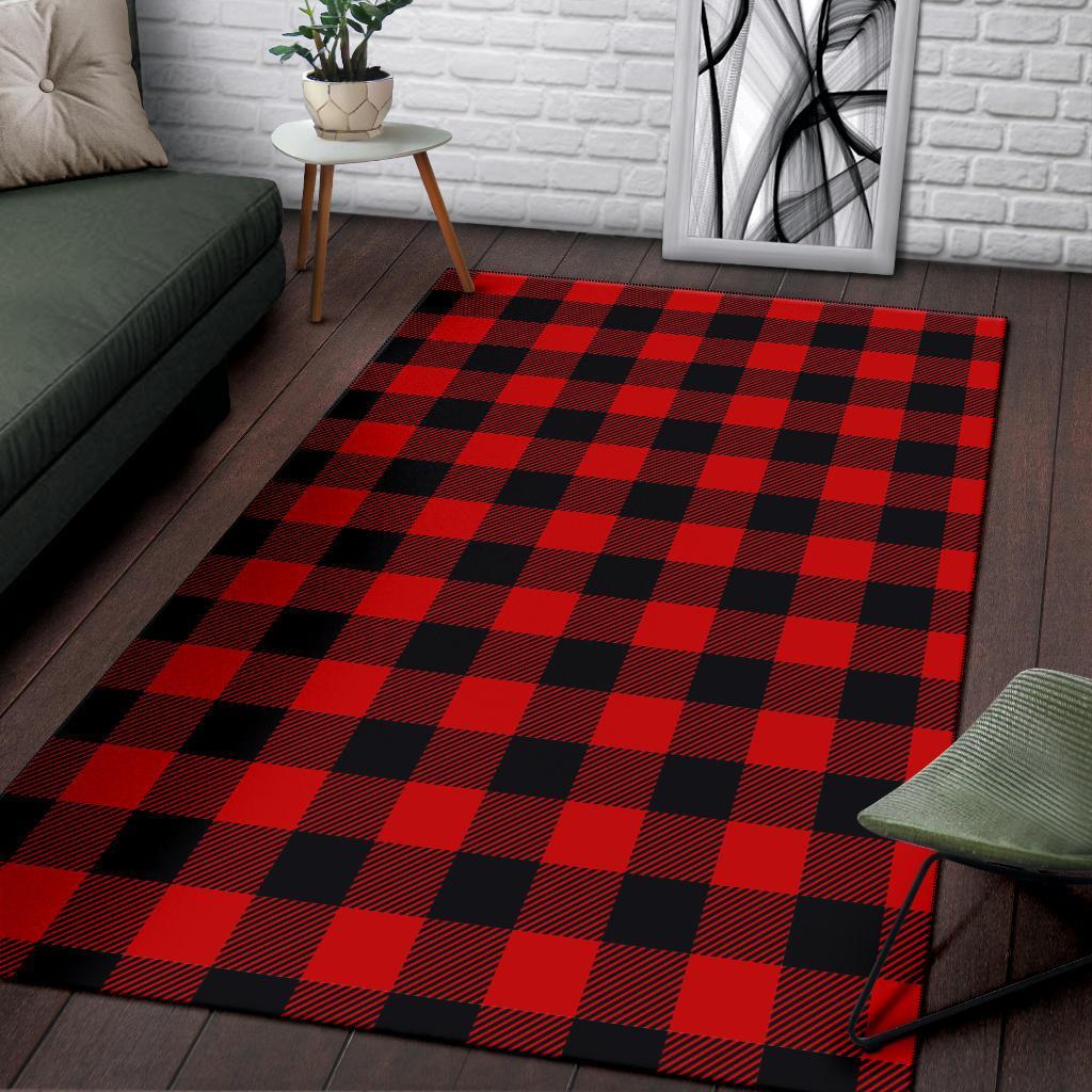 Lumberjack Red Pattern Print Floor Mat-grizzshop