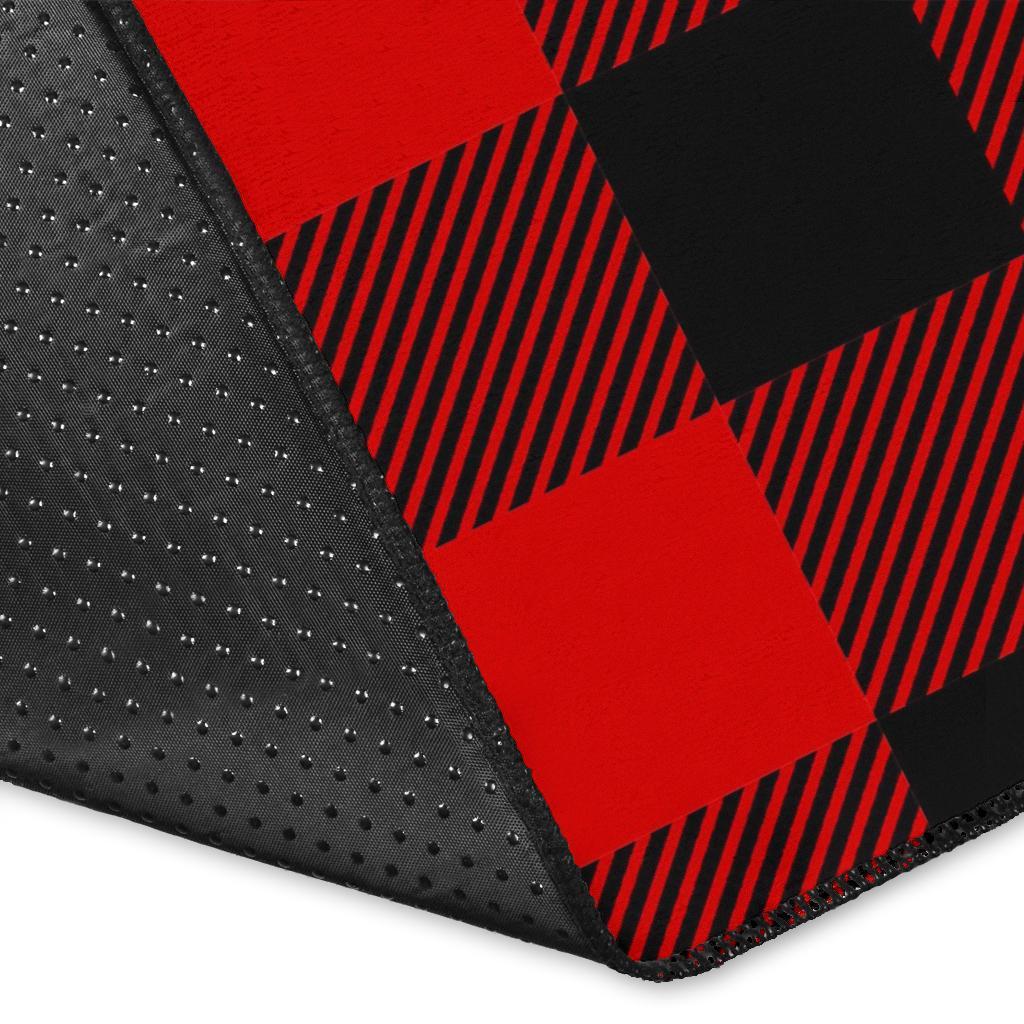 Lumberjack Red Pattern Print Floor Mat-grizzshop