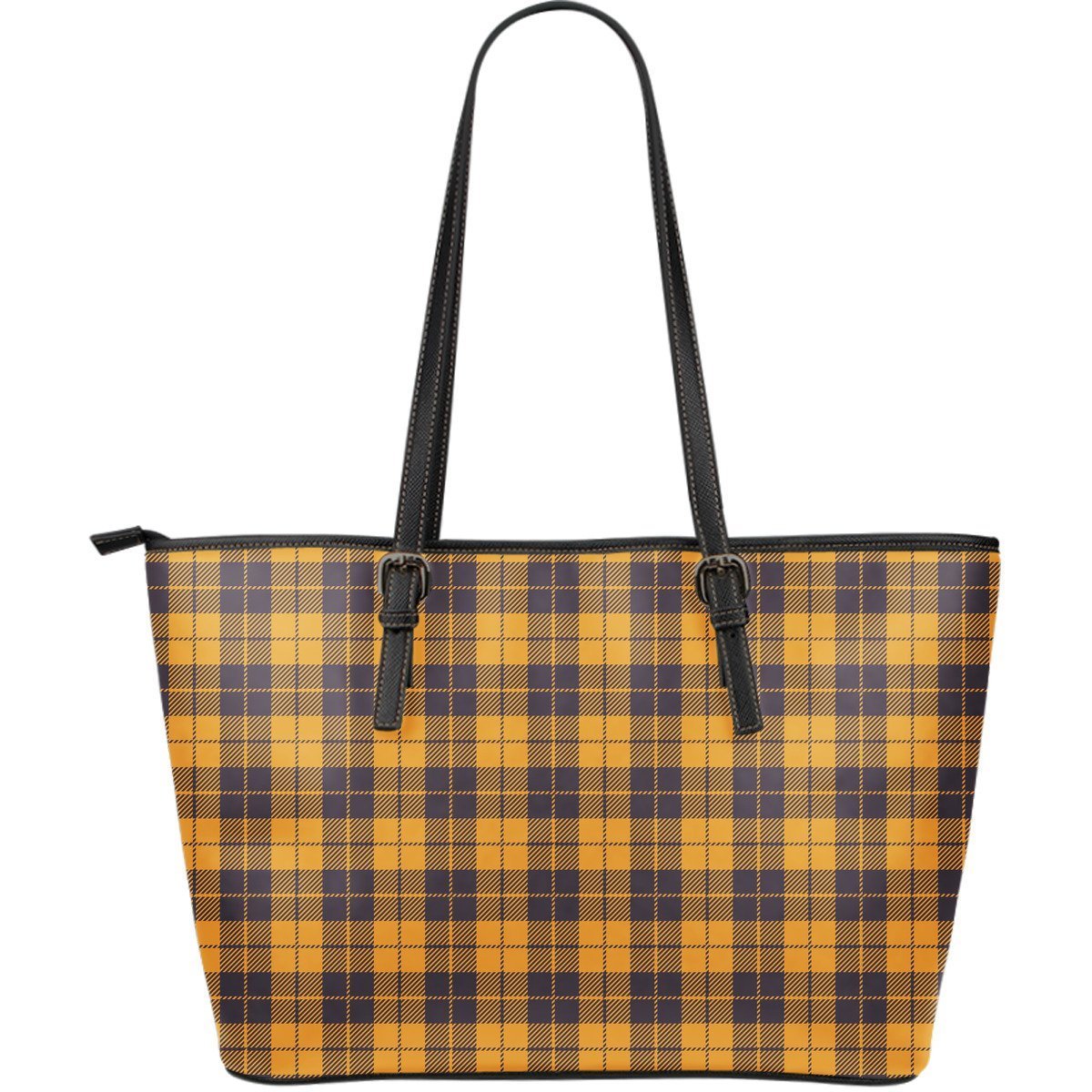 Lumberjack Yellow Pattern Print Leather Tote Bag-grizzshop