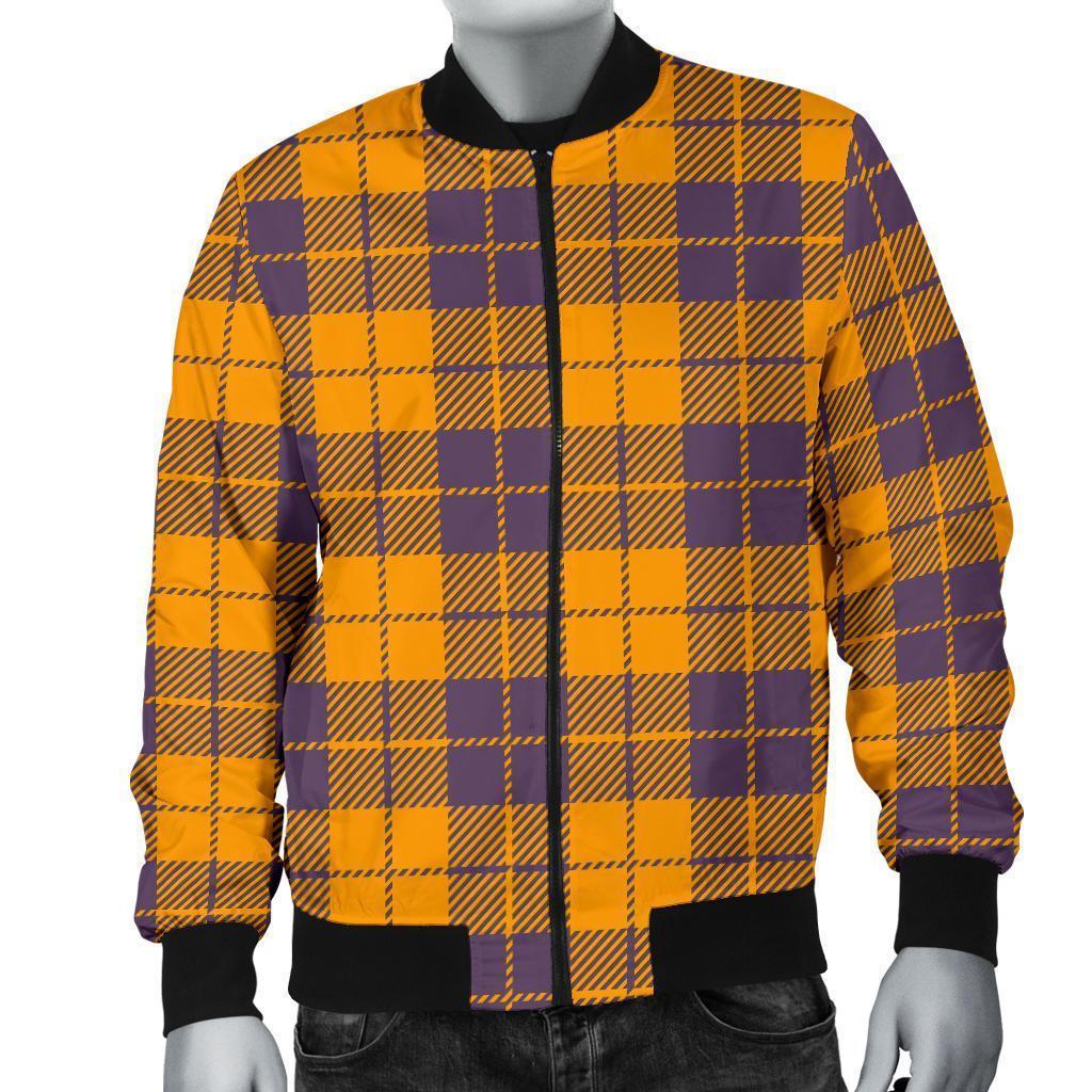 Lumberjack Yellow Pattern Print Men's Bomber Jacket-grizzshop