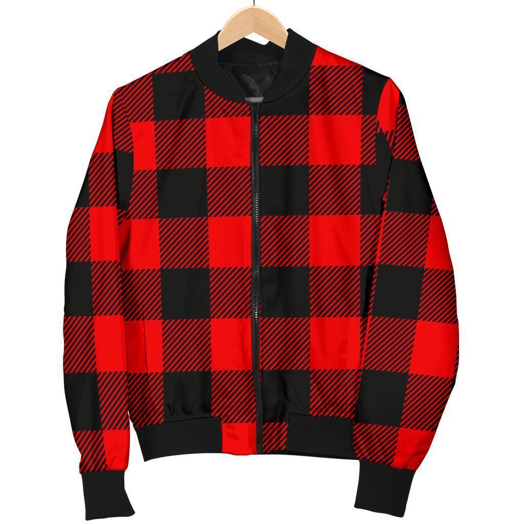 Lumberjack Red Pattern Print Men's Bomber Jacket-grizzshop