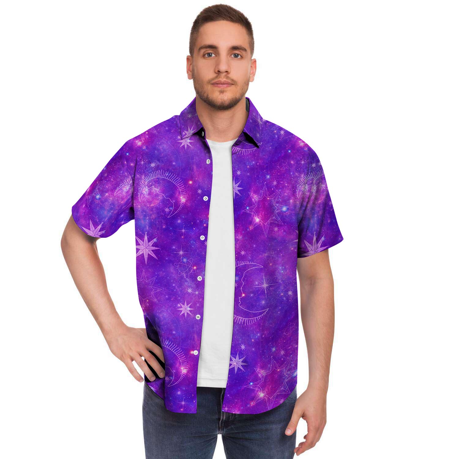 Luna Galaxy Space Men's Short Sleeve Shirt-grizzshop