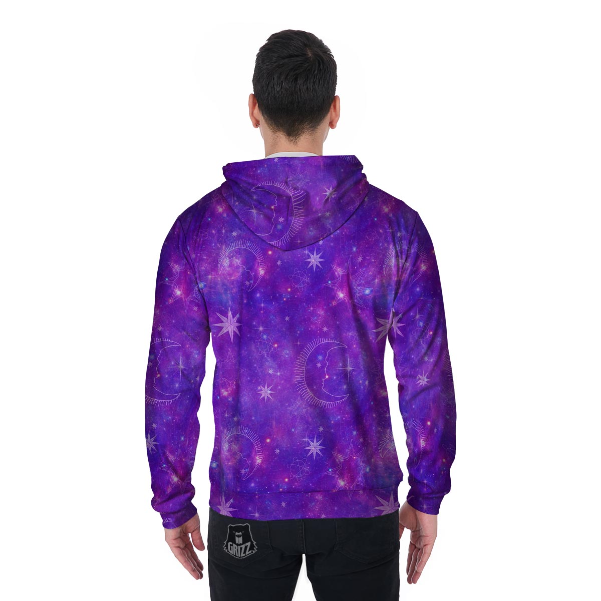 Luna Galaxy Space Men's Zip Up Hoodie-grizzshop