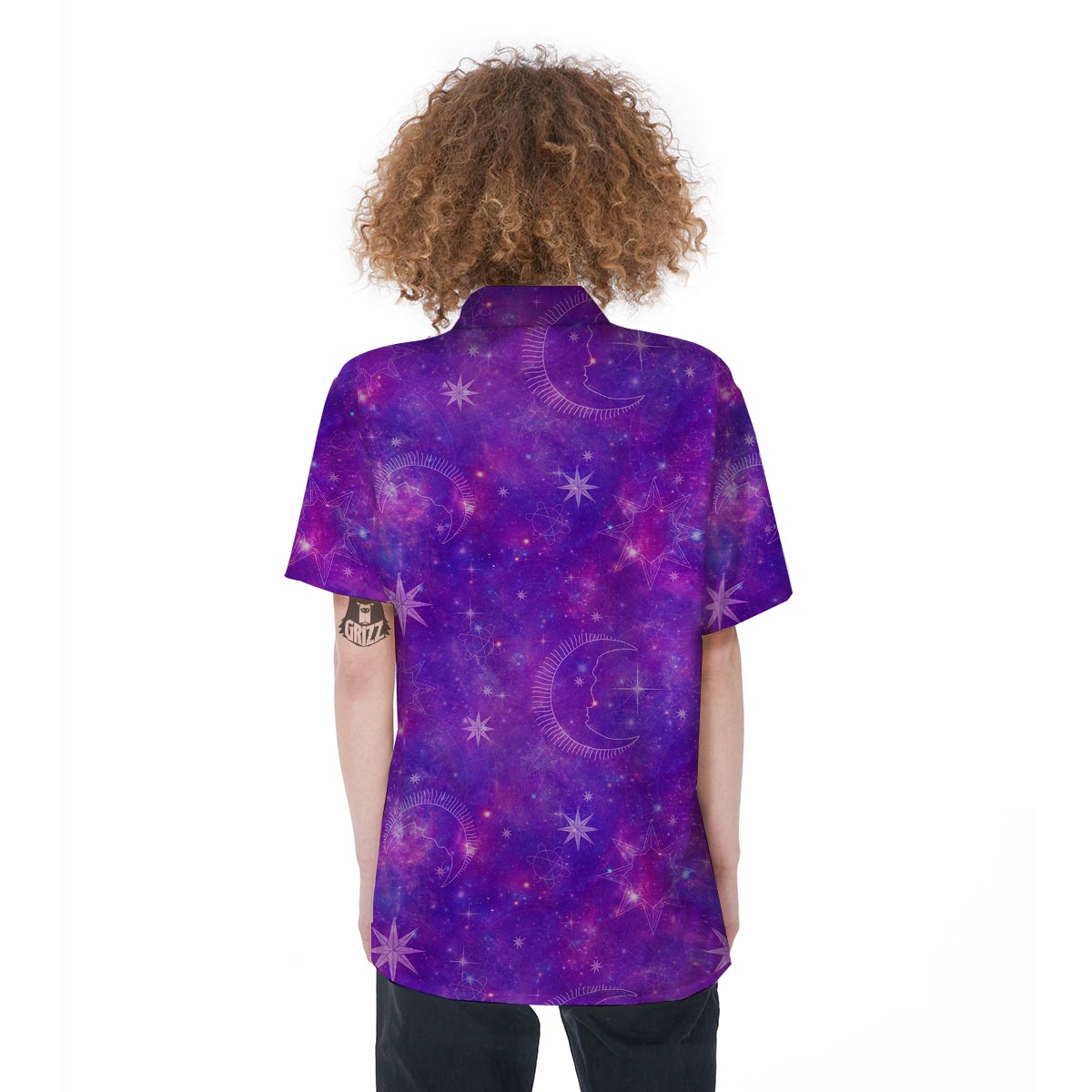 Luna Galaxy Space Women's Short Sleeve Shirts-grizzshop