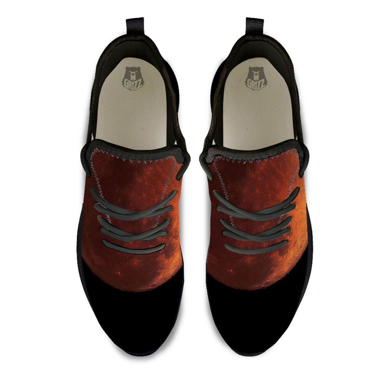 Lunar Cycle Eclipse Print Black Athletic Shoes-grizzshop