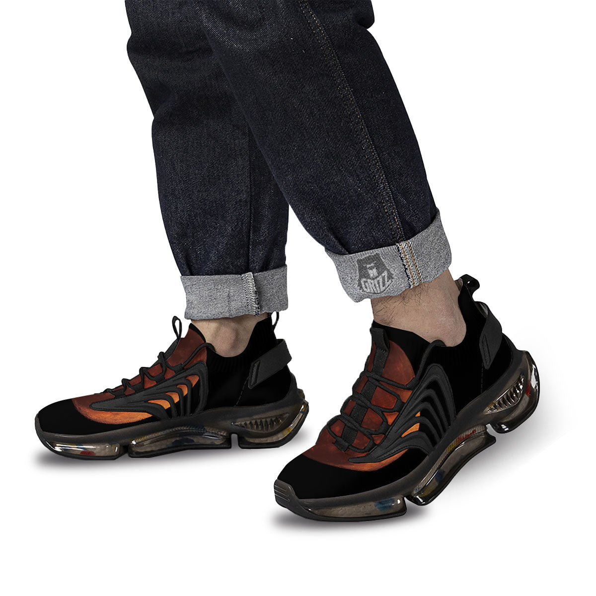 Lunar Cycle Eclipse Print Black Gym Shoes-grizzshop
