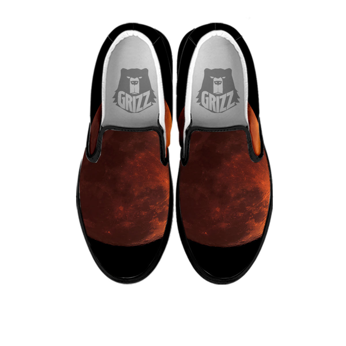 Lunar Cycle Eclipse Print Black Slip On Shoes-grizzshop