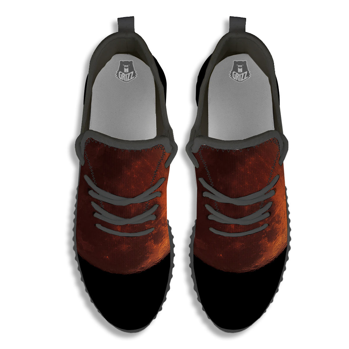 Lunar Cycle Eclipse Print Black Walking Shoes-grizzshop