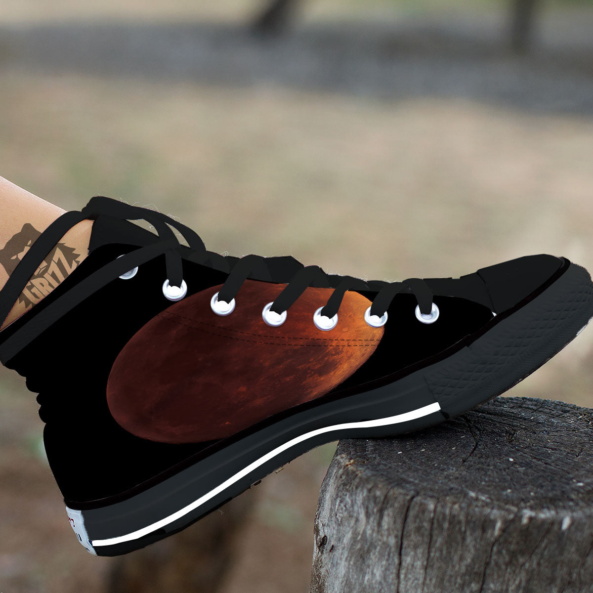 Lunar Cycle Eclipse Print High Top Shoes-grizzshop