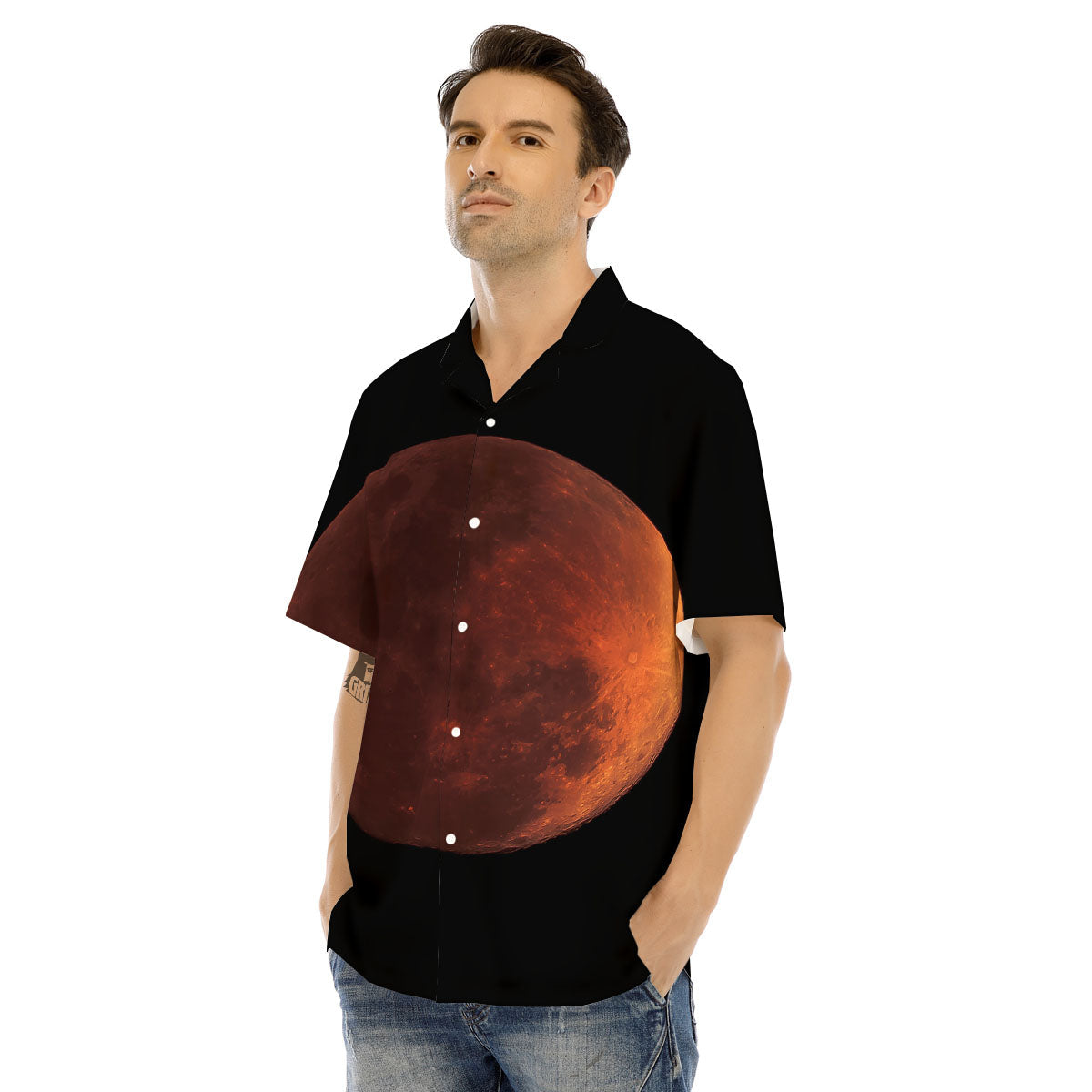 Lunar Cycle Eclipse Print Men's Hawaiian Shirt-grizzshop