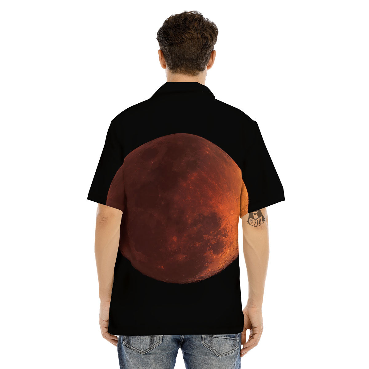 Lunar Cycle Eclipse Print Men's Hawaiian Shirt-grizzshop