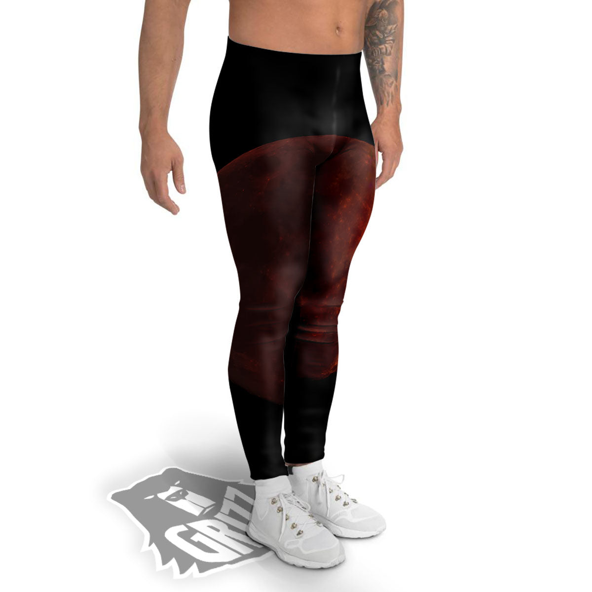 Lunar Cycle Eclipse Print Men's Leggings-grizzshop