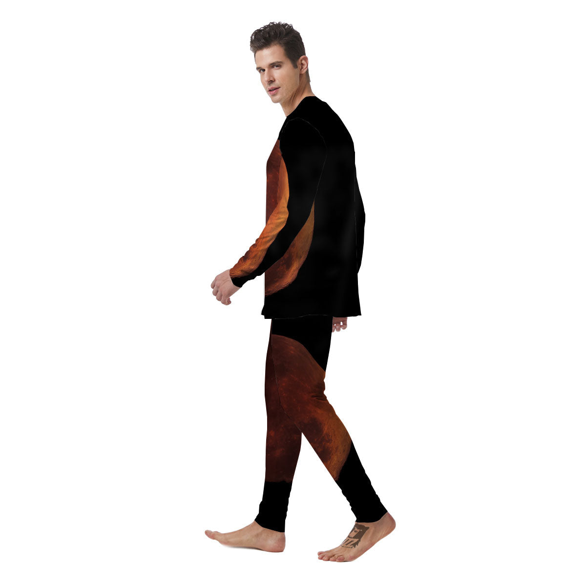 Lunar Cycle Eclipse Print Men's Pajamas-grizzshop