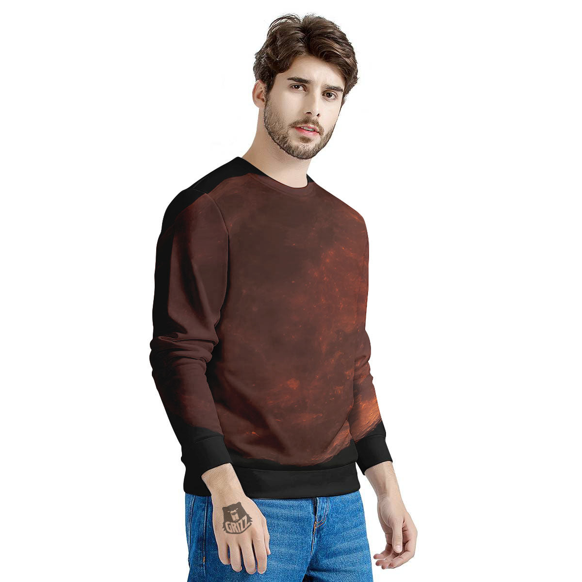 Lunar Cycle Eclipse Print Men's Sweatshirt-grizzshop