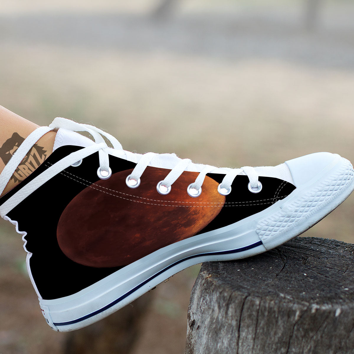 Lunar Cycle Eclipse Print White High Top Shoes-grizzshop