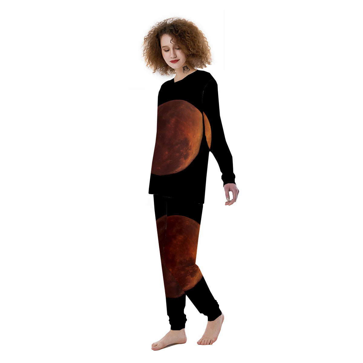 Lunar Cycle Eclipse Print Women's Pajamas-grizzshop