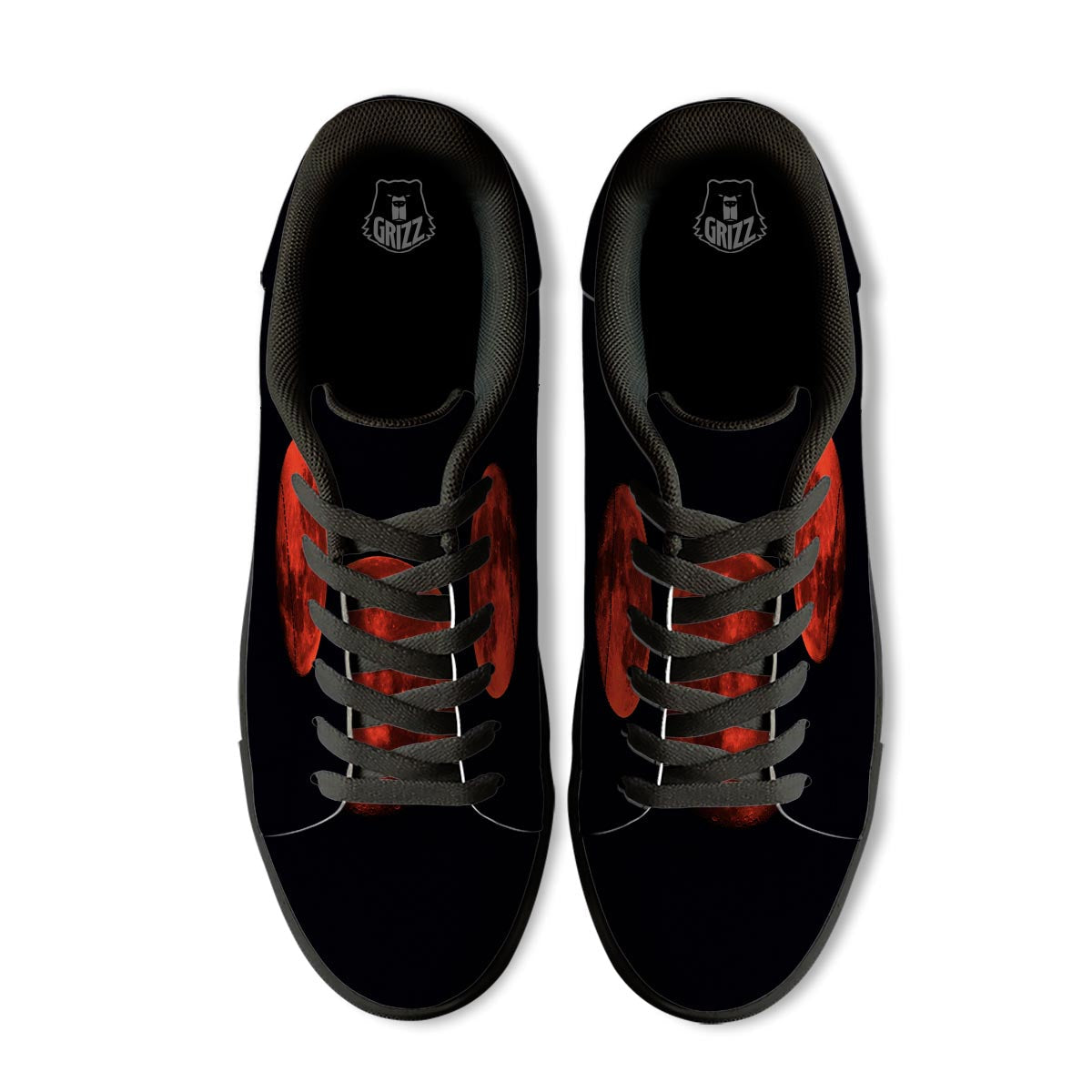 Lunar Eclipse Super Blood Moon Print Black Low Top Sneakers-grizzshop