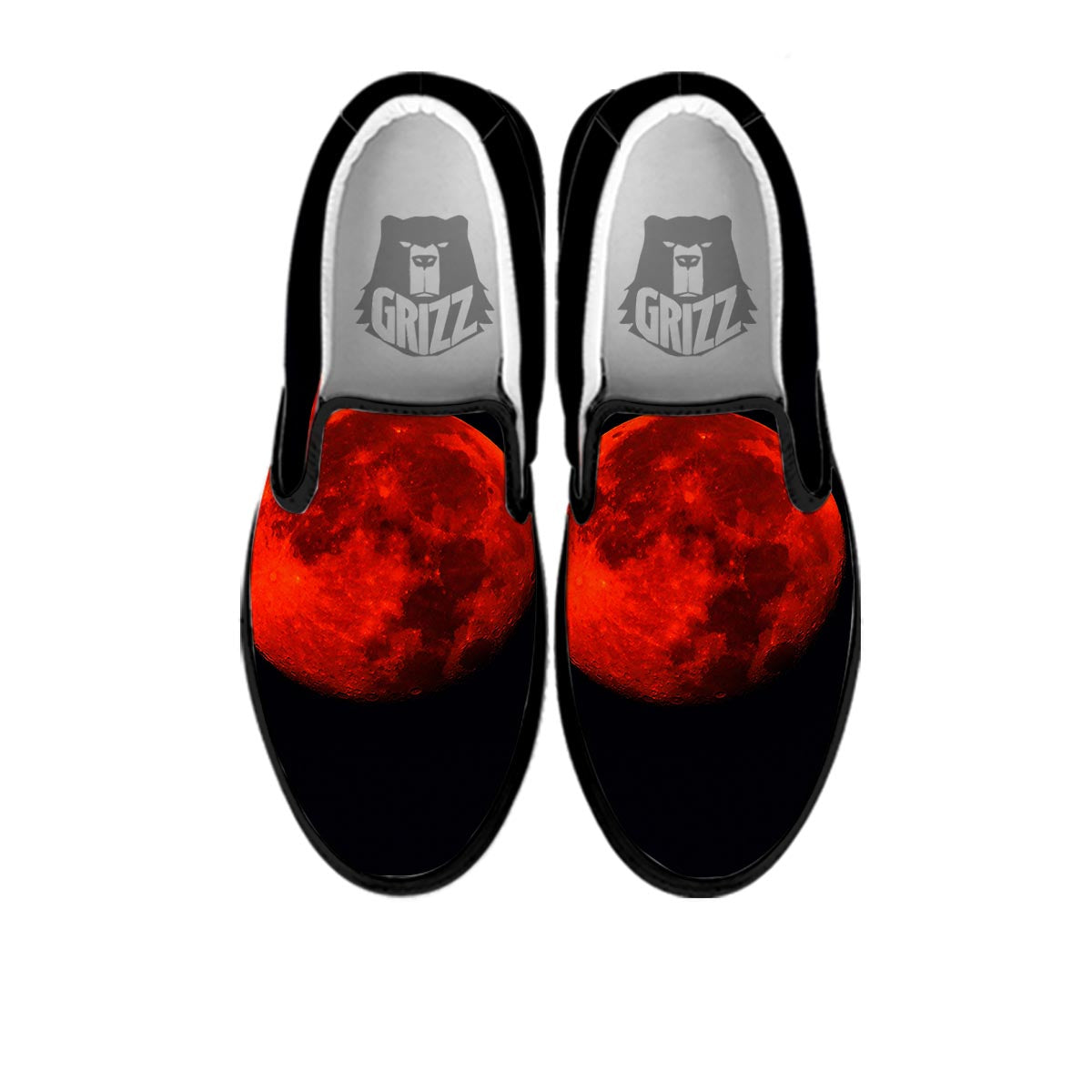 Lunar Eclipse Super Blood Moon Print Black Slip On Shoes-grizzshop