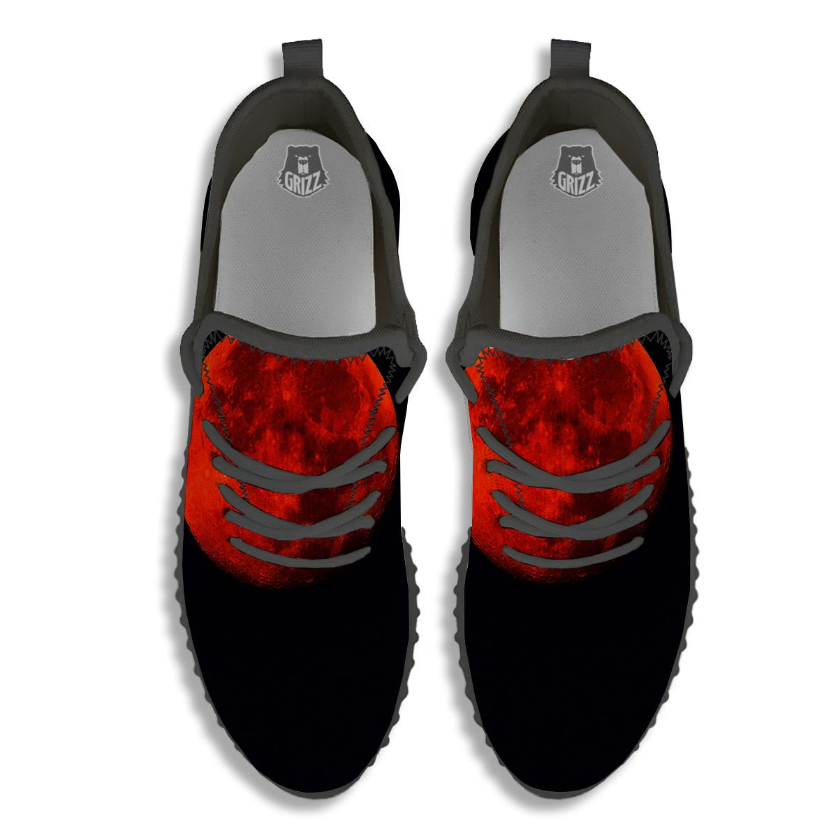 Lunar Eclipse Super Blood Moon Print Black Walking Shoes-grizzshop
