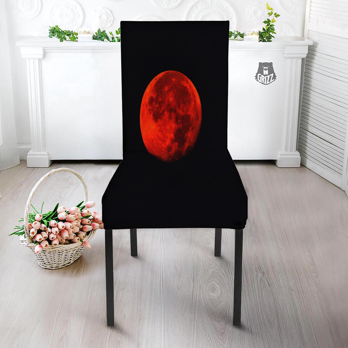 Lunar Eclipse Super Blood Moon Print Dining Chair Slipcover-grizzshop