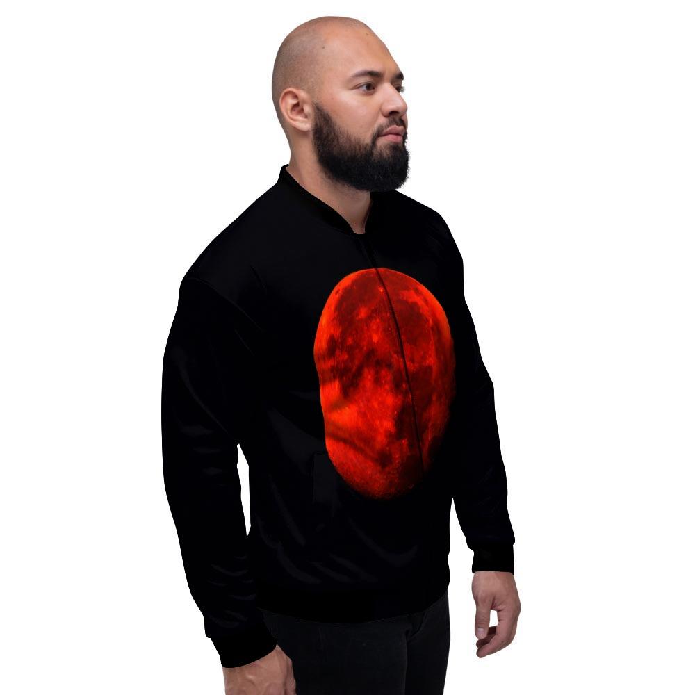 Lunar Eclipse Super Blood Moon Print Men's Bomber Jacket-grizzshop