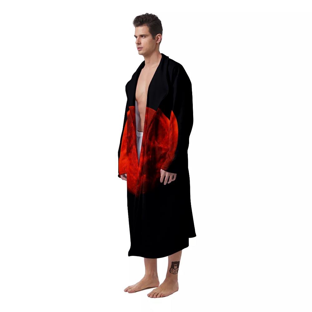Lunar Eclipse Super Blood Moon Print Men's Robe-grizzshop