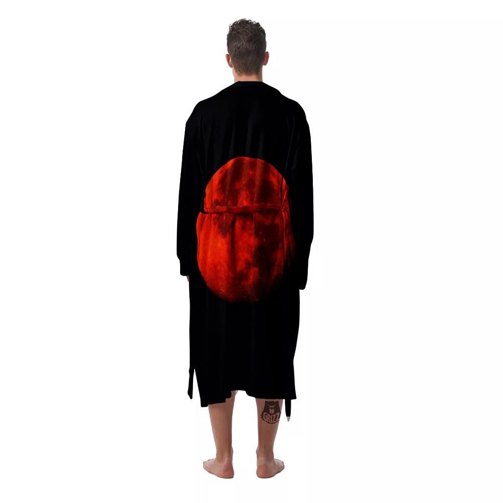 Lunar Eclipse Super Blood Moon Print Men's Robe-grizzshop