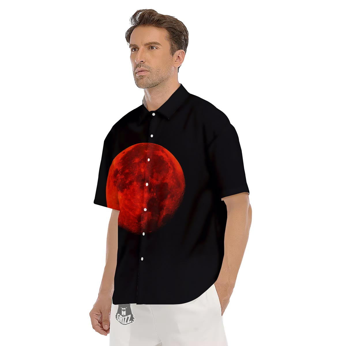 Lunar Eclipse Super Blood Moon Print Men's Short Sleeve Shirts-grizzshop