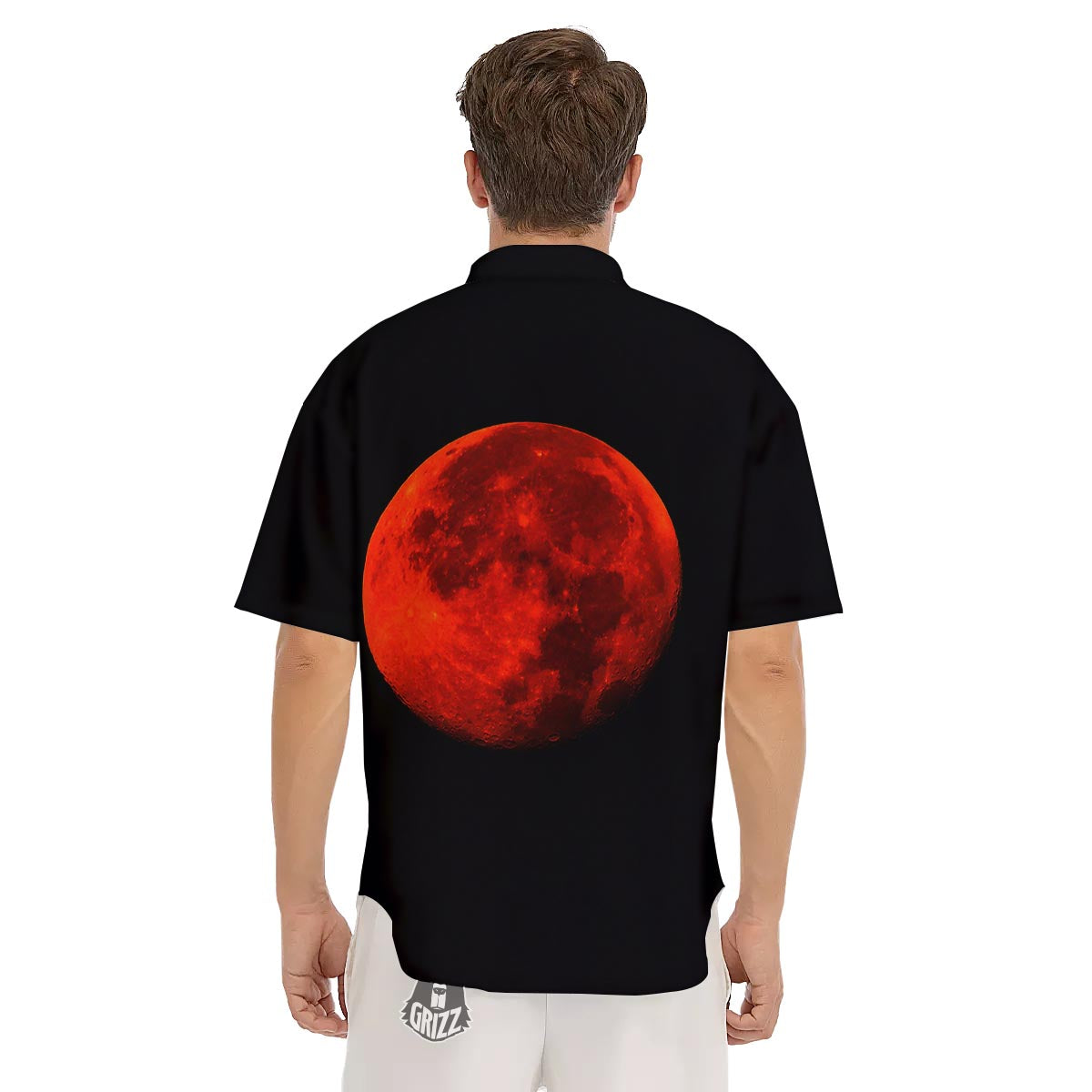 Lunar Eclipse Super Blood Moon Print Men's Short Sleeve Shirts-grizzshop