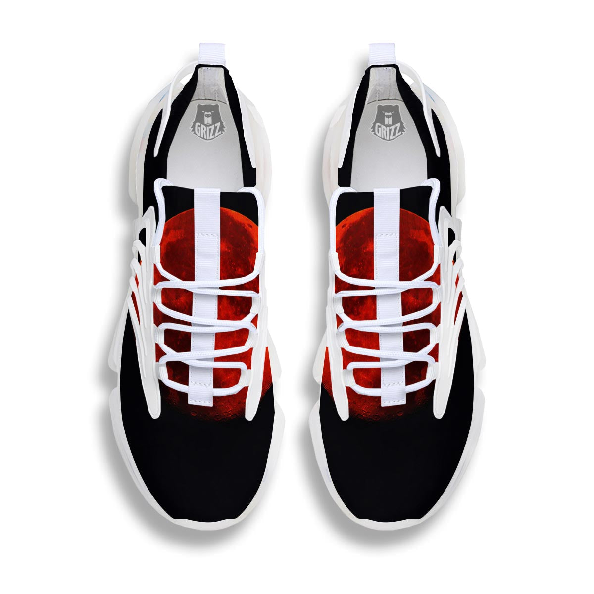 Lunar Eclipse Super Blood Moon Print White Gym Shoes-grizzshop