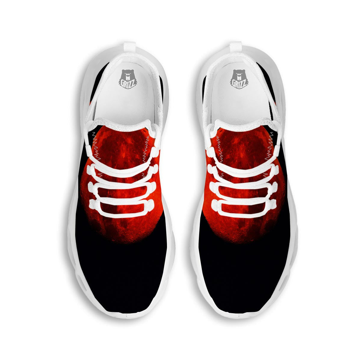 Lunar Eclipse Super Blood Moon Print White Running Shoes-grizzshop