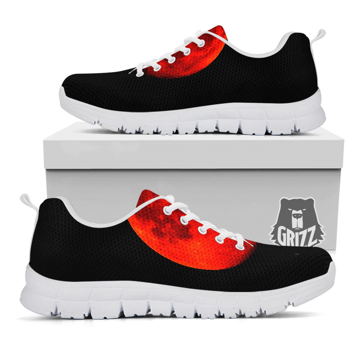 Lunar Eclipse Super Blood Moon Print White Sneaker-grizzshop