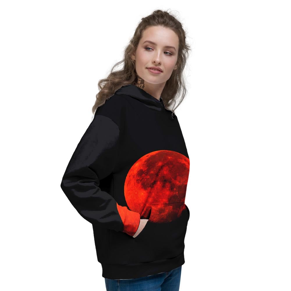 Lunar Eclipse Super Blood Moon Print Women's Hoodie-grizzshop