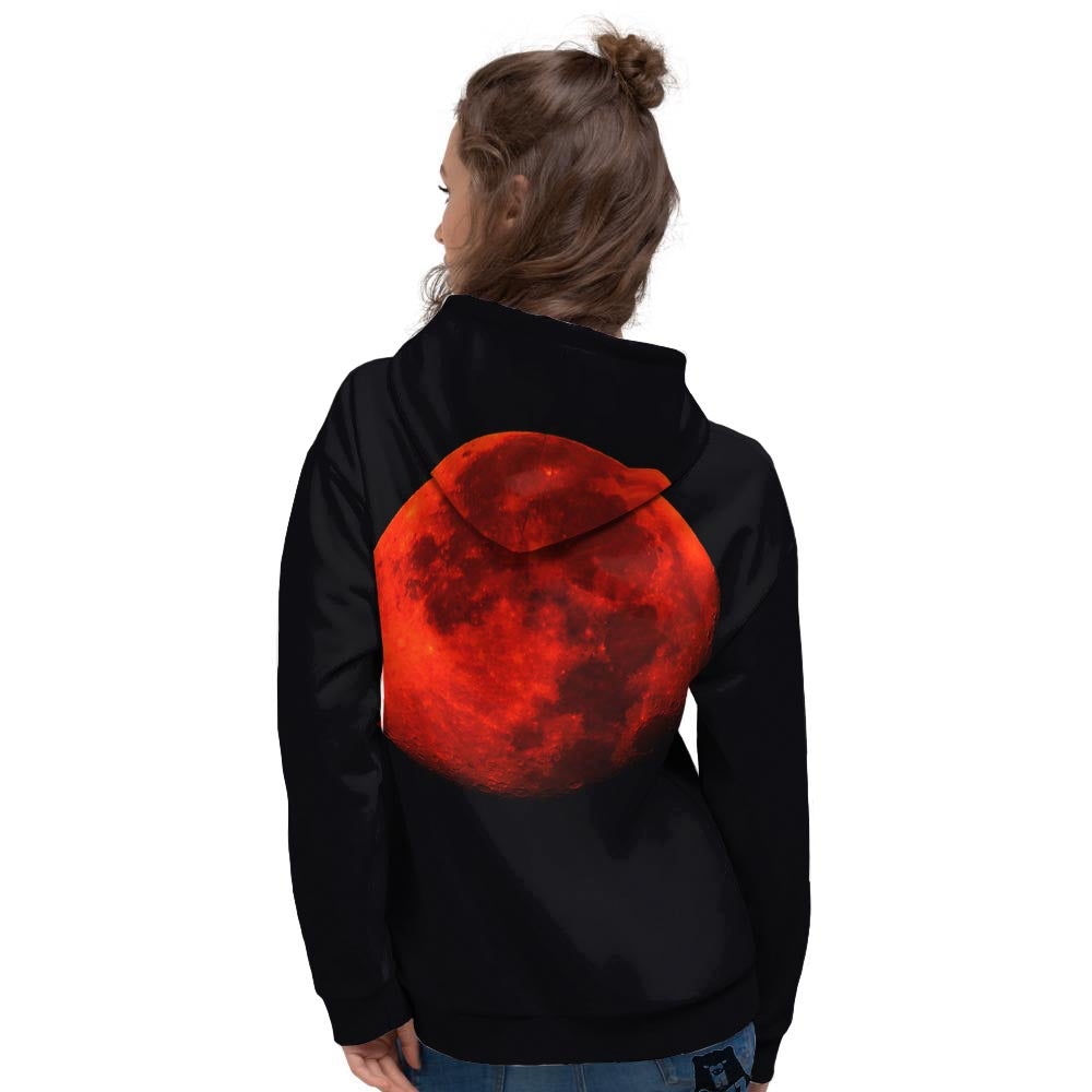 Lunar Eclipse Super Blood Moon Print Women's Hoodie-grizzshop