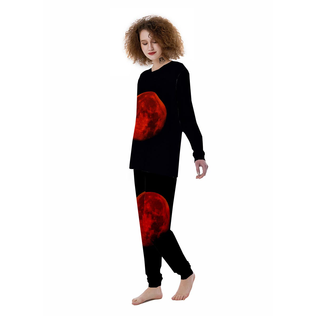 Lunar Eclipse Super Blood Moon Print Women's Pajamas-grizzshop