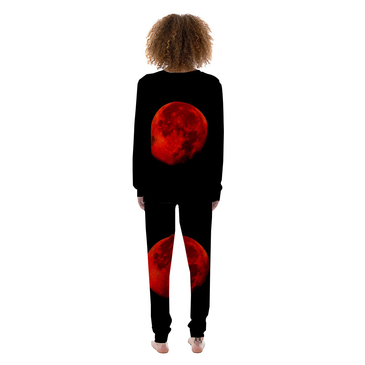 Lunar Eclipse Super Blood Moon Print Women's Pajamas-grizzshop