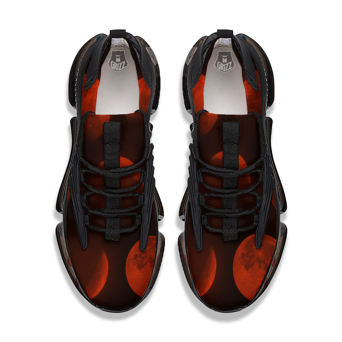 Lunar Phase Blood Moon Print Black Gym Shoes-grizzshop