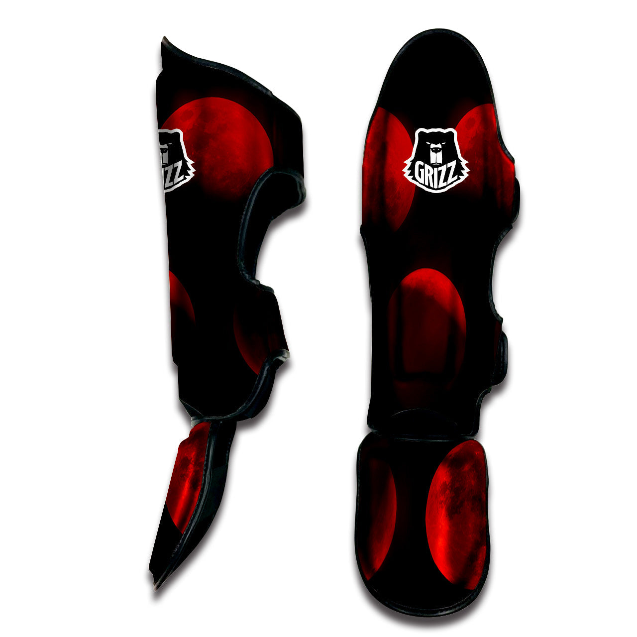 Lunar Phase Blood Moon Print Muay Thai Shin Guards-grizzshop