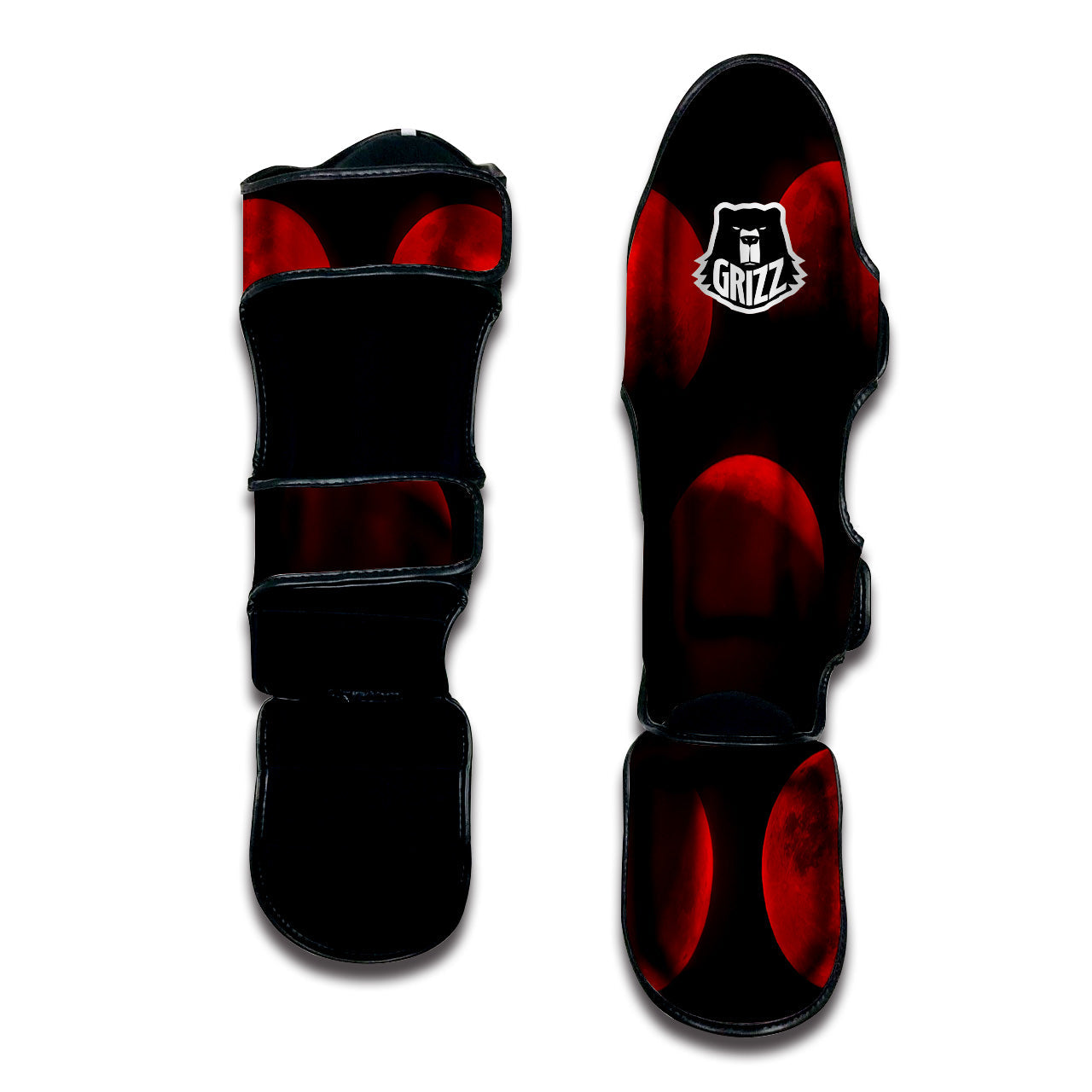 Lunar Phase Blood Moon Print Muay Thai Shin Guards-grizzshop