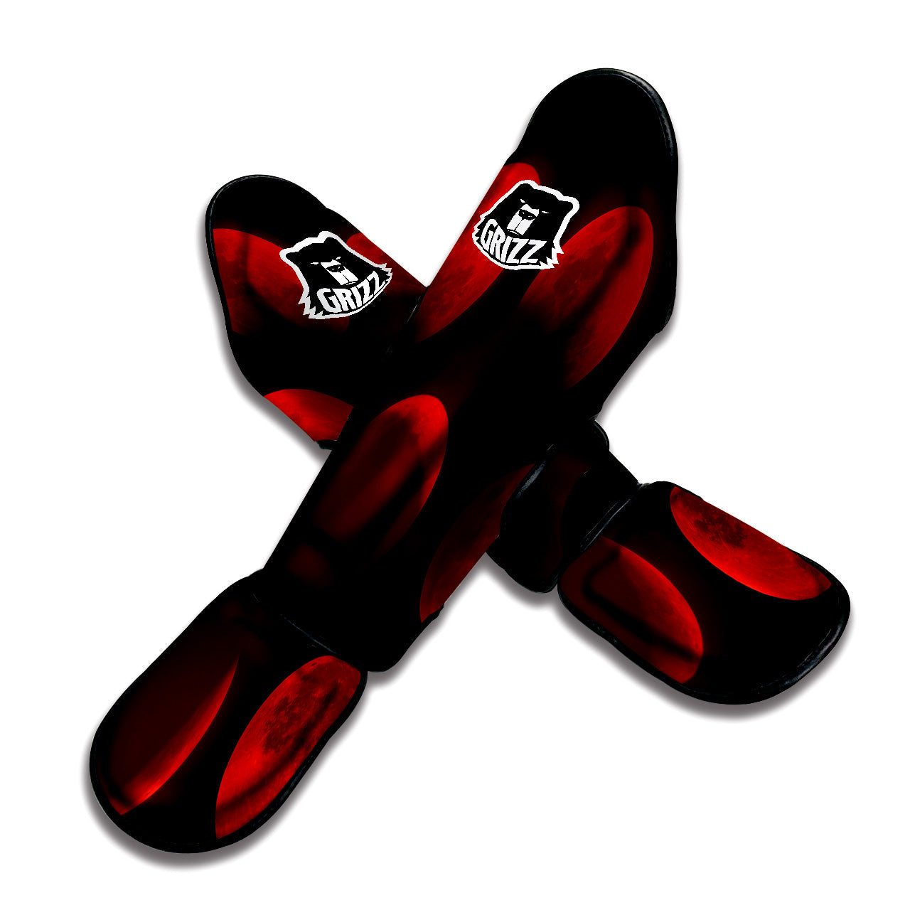 Lunar Phase Blood Moon Print Muay Thai Shin Guards-grizzshop