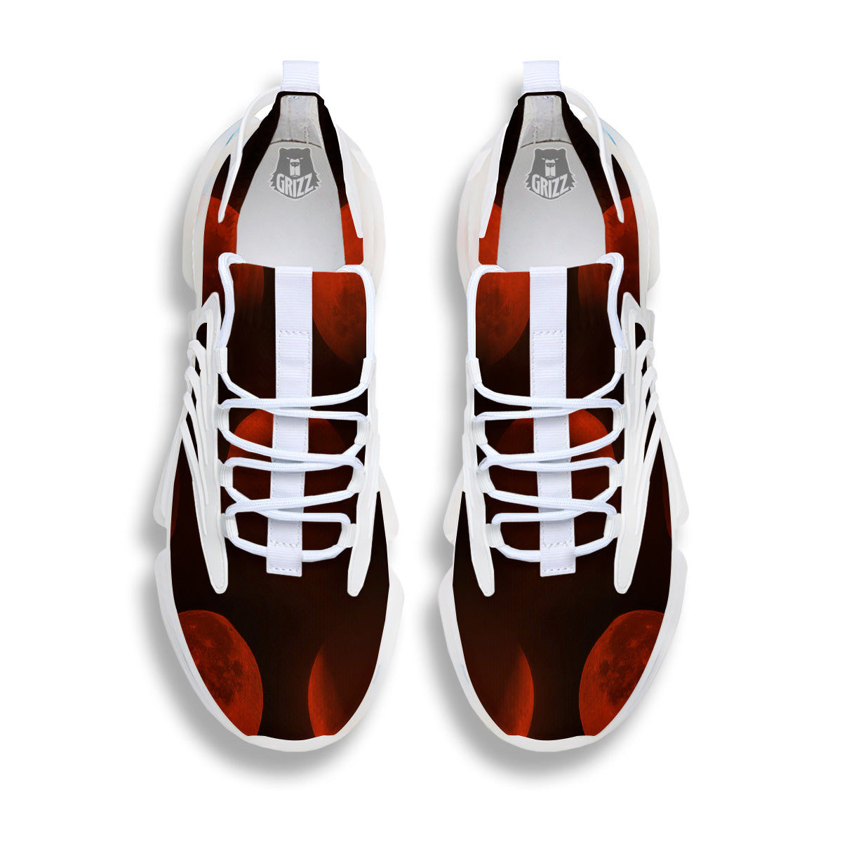 Lunar Phase Blood Moon Print White Gym Shoes-grizzshop