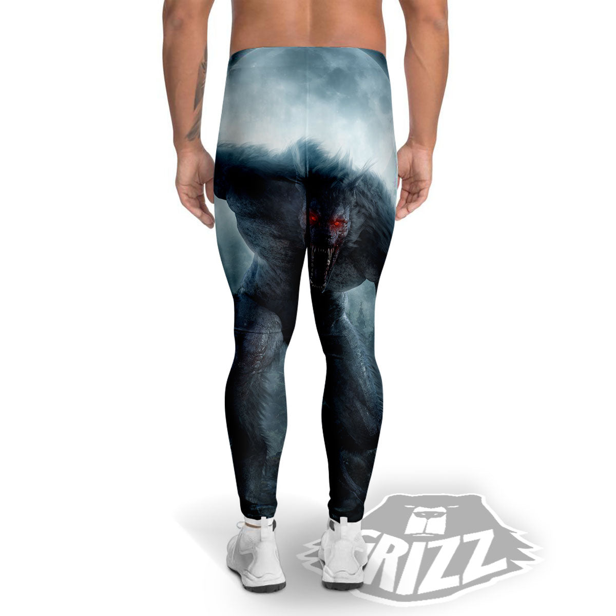 Lycan werewolf And Full Moon Print Men's Leggings-grizzshop