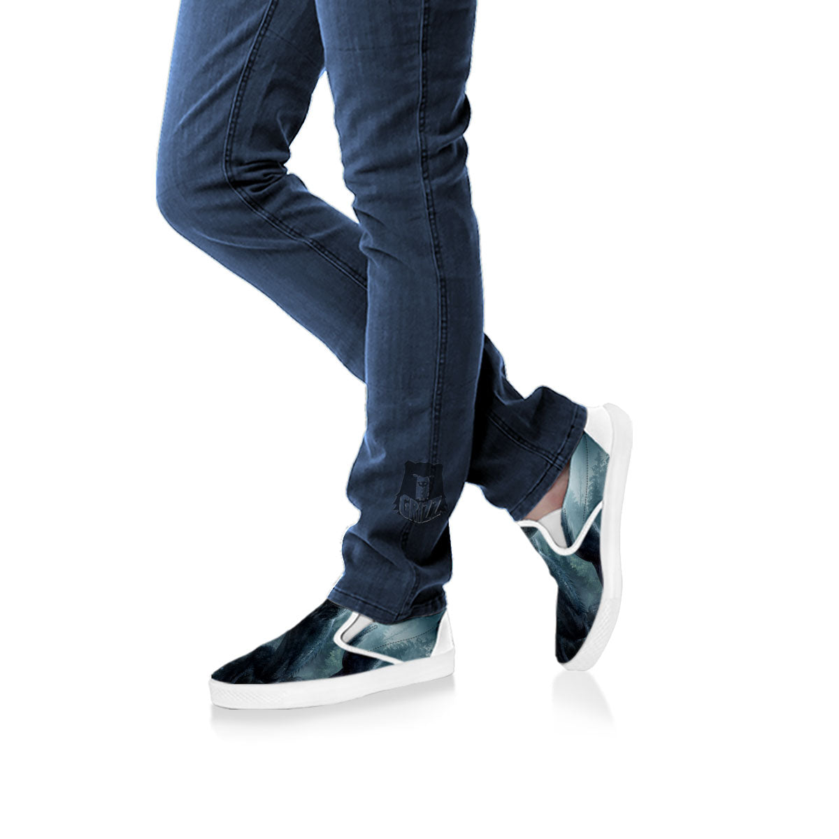 Lycan werewolf And Full Moon Print White Slip On Shoes-grizzshop