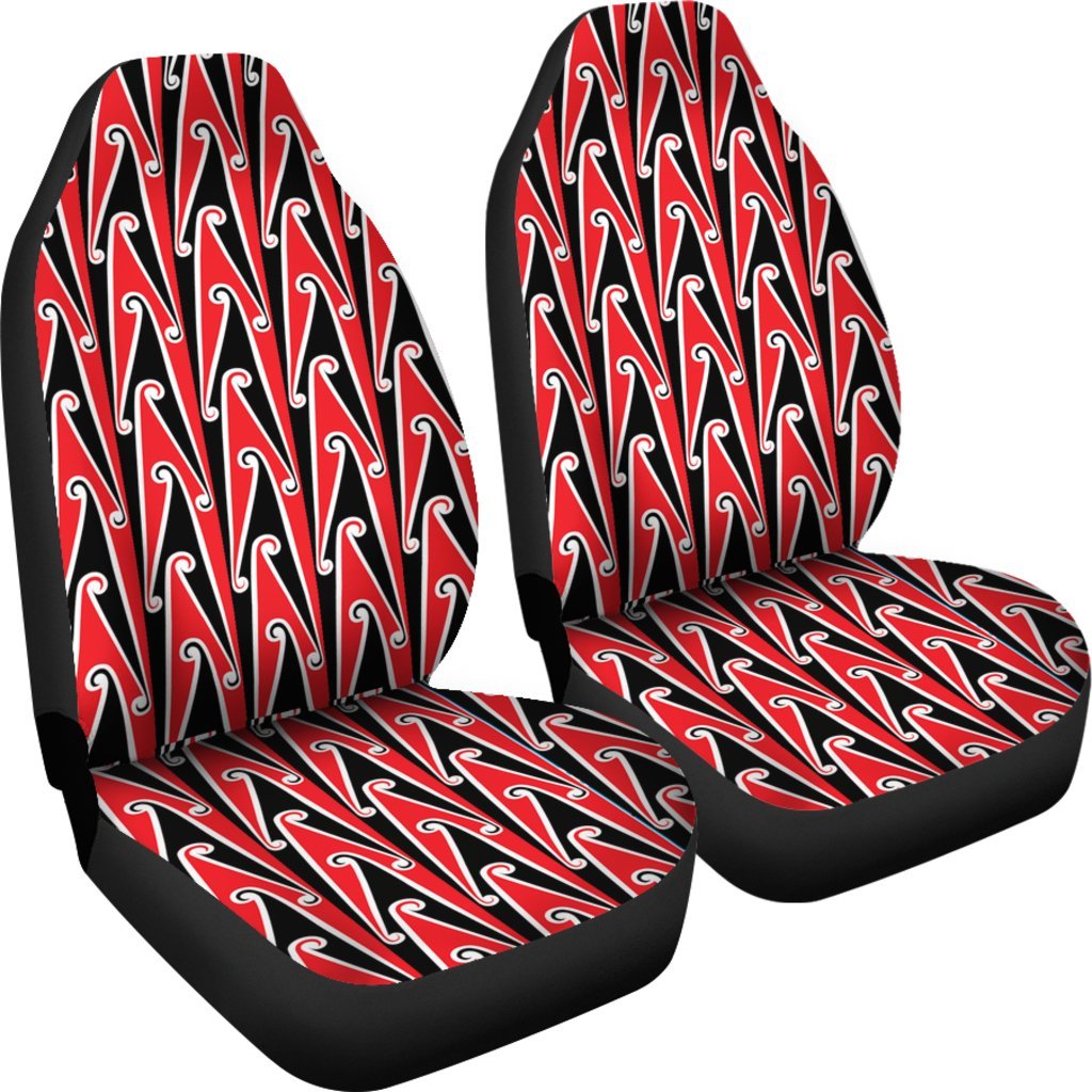 MAORI KOWHAIWHAI WHITE AND RED PATTERN CAR SEAT COVER UNIVERSAL FIT-grizzshop